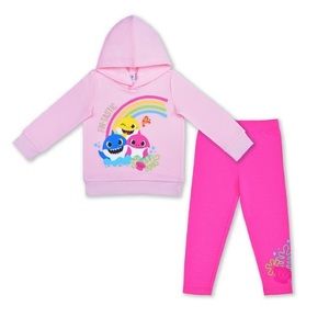 Nickelodeon Baby Shark Pink “Fin-Tastic” Hoodie & Bright Pink Leggings Baby Girl